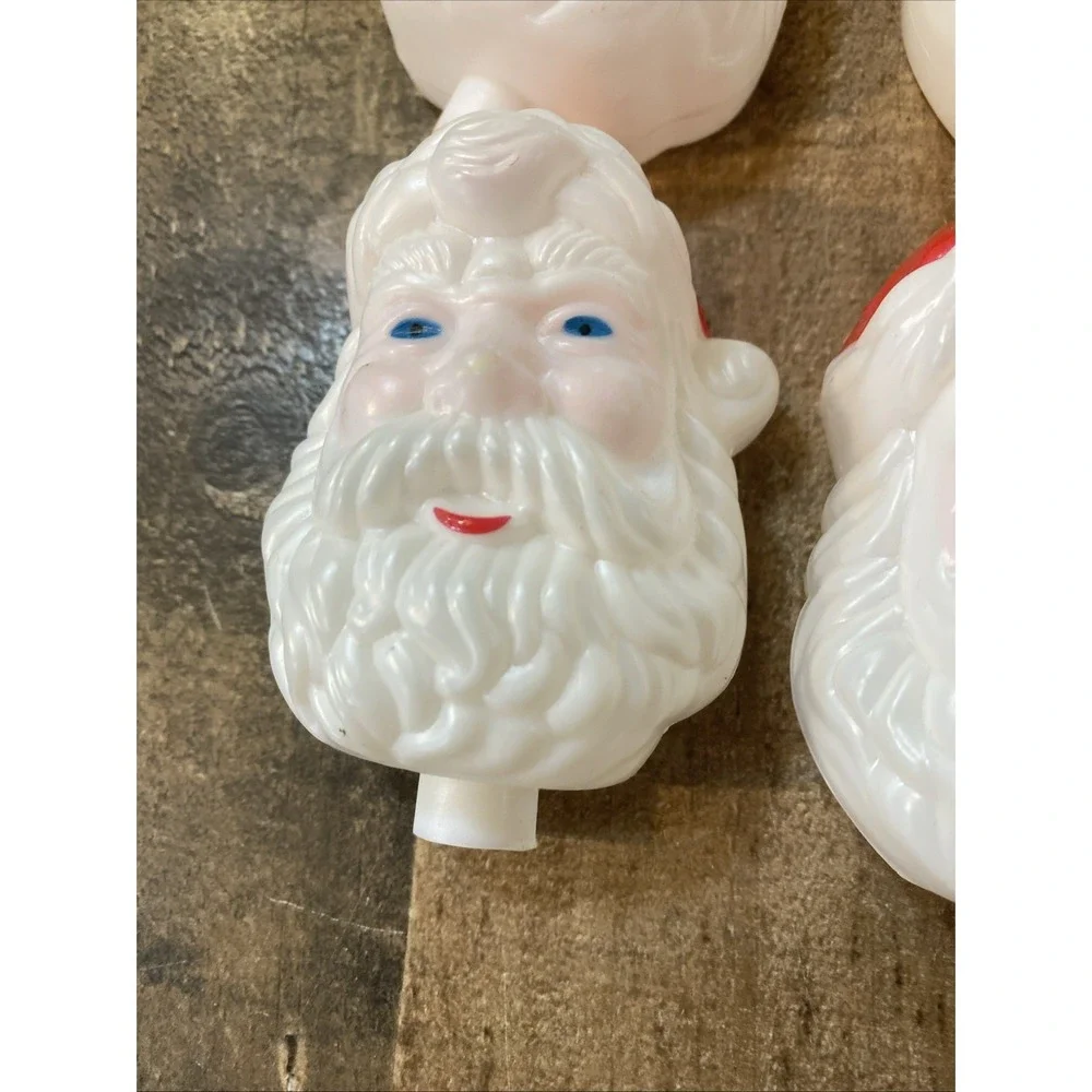 8 Blow Mold Acrylic Santa Claus Face Head Light Covers 3 1/2